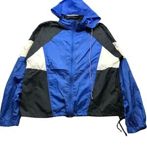 Vintage 90s Nike Windbreaker Jacket Hooded Mens Large Colorblock Black Blue
